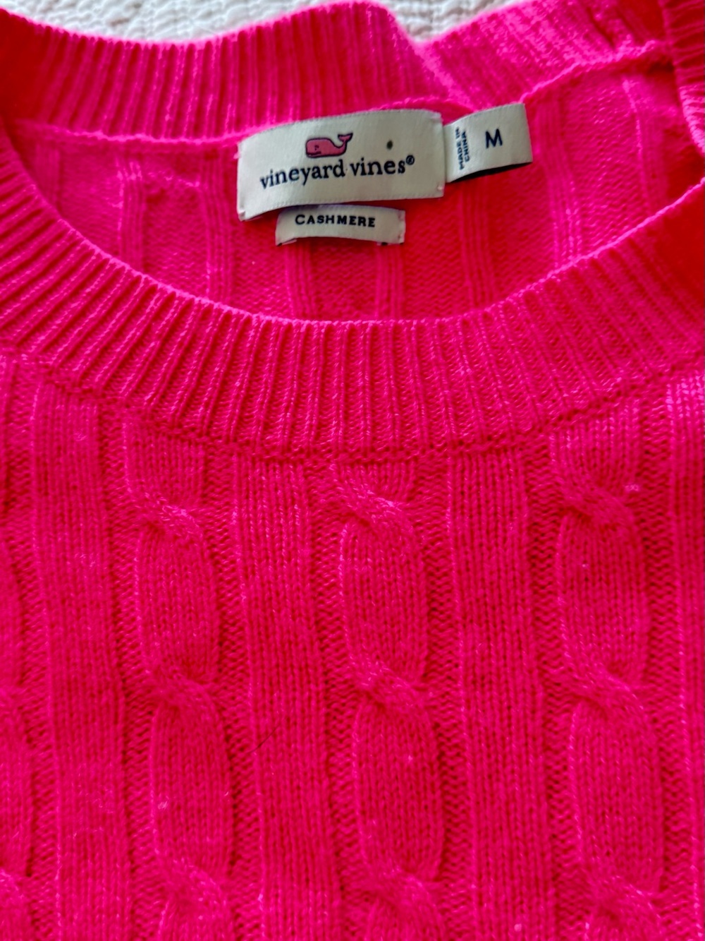Vineyard Vines Women's Cable Knit Crew Sweater - Hot Pink - Picture 2 of 2